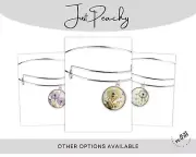 Nature Lover Dandelion Watercolor Silver Bangle Bracelet Charm Gift Idea