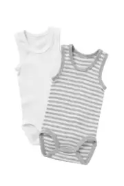 Bonds Baby 2 Pack Singletsuit Wonderbodies sizes 00 1 Colour Grey White