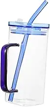High Borosilicate Glass Square Cup Insulated Reusable Mugs Lid Straw Wide Mouth Drinking Glass for Iced Coffee Tea Milk Juice