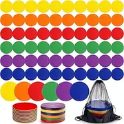 Tinideya 60 Pcs TPE Floor Spot Markers Floor Dots for Gym Flat Non Slip Spot Marker Dance Dot Floor Marker for Classroom Gym Sports Soccer Basketball Agility Training Field Marking Equipment