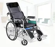 Folding Wheelchair, Multi-Functional Fully Lying Flat Reclining Reclines 90 to 180 Degrees,Self Propelled Commode Chair,with Handbrakes Cerebral Palsy Adult Wheelchair