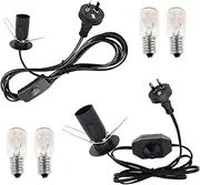 2 Pcs Salt Lamp Cord with 4 Free E14 Bulbs Set, Original Replacement Cord with ON/Off Switch Dimmer Button Metal Clip Base, for Himalayan Crystal Salt Rock Lamp - 1.8m Cable 240V SAA Standard
