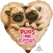 Avanti Pugs & Kisses Heart Shape 17" Foil Balloon (Packaged)