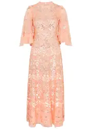 Needle & Thread Garden Delight Embellished Tulle Maxi Dress - Coral - 6 (UK10 / S) 6 (UK10 / S)