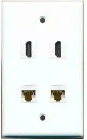 2 Port HD 2 Port CAT6 Ethernet White Wall Plate
