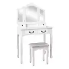 Artiss Dressing Table Stool Mirror Set Girls Vanity Makeup Drawer Organizer New