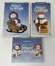 3 Longaberger Snow Friends Cookie Molds Sleigh Belle & Chilly ,Snowball & Flurry