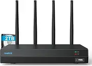 REOLINK 4K 16CH WiFi NVR with Wi-Fi 6 and 2.4/5 GHz Dual-Band WiFi, Built-in 2TB HDD, Support 16MP/12MP/8MP/5MP/4MP Reolink Cameras, 24/7 Recording Home Security Camera System, Not PoE Ports, RLN12W