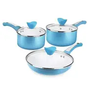 Saucepans Set 6 Pieces Nonstick Pots and Pans with Lid 1 and 2 6 pieces Blue