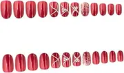 Healvian Diy Manicure Kit: 24pcs Christmas Nail Art Patches False Nails for Women Festival Manicure Tips Professional Design
