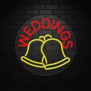 Weddings Sign for Retail Displays | LED Flex Neon | 18"W x 18"H x 1"D
