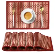 Handmade River Grass Dining Table Mat (Red, IN54) Set of 6
