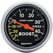 Autometer Sport-Comp Boost/Vacuum Gauge Mechanical - 30 inHg/45 PSI, 2 1/16 Inch, AU3308