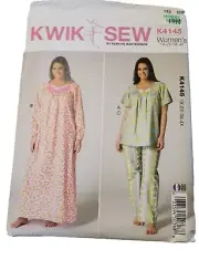 Uncut Kwik Sew K4145 Pajamas Nightgown & Top Bottoms Plus SZ 1X-4X Grannycore