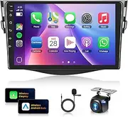 Car Stereo for Toyota RAV4 2006-2012【8Core 4+64G】 Wireless Carplay Android Auto,9 inch 1280 * 720P IPS Touch Screen Radio, Android13/GPS/WiFi/32EQ DSP/59UI/Bluetooth5.0/SWC/Backup Camera&Mic