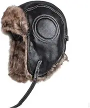 KJIASDFE Winter Men Women Plus Velvet Fluff Warm Bomber Hats Cold Proof Thermal Earmuffs Cap Imitation Leather Ski Cap,D-6 3/4
