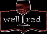 Rhinestone Bling Sparkle Iron On Transfer DIY Well Red Wine Glass Book