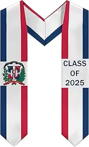 Tueekuti Country Flag Graduation Stole Class of 2025 V Shape Graduation Sash for High School & College Graduates, Dominican Flag, One Size