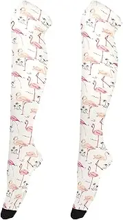 [Caihoyu] Women'S Knee High Socks Lightweight Long Knee High Socks Above Knee Socks for Stage Performances Flamingo Retro Tree, Flamingo Retro Tree