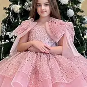 Kids Girls' Party Dress Solid Color 3/4 Length Sleeve Performance Wedding Mesh Princess Sweet Mesh Mid-Calf Sheath Dress Tulle Dress Flower Girl's Dress Summer
