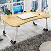 Laptop Table with Cup Slot,Laptop Bed Table,Folding Laptop Stand for Bed,Portable Standing Desk,Lap Tray for Sofa Bed Picnic(Walnut)