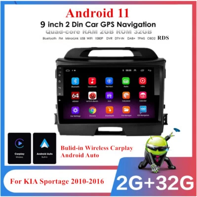 9" Android 11.0 Stereo Radio GPS Nav FM 2+32GB Player For KIA Sportage 2010-2016 (for: Kia)