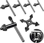 Yauhar 6Pcs Carbon Steel Drill Chuck Key Wrench Set, 3/4" 5/8" 1/2" 3/8" 1/4" Electric Drill Clamping Tool and 4 in 1 Steel Drills Chuck Key for Drill Power Tools Accessories