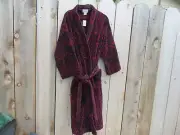 Brand New Bill Blass Red Paisley Heavy Terry Men's Bathrobe One Size Vintage