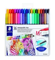 Staedtler Double Ended 36 Watercolor Brush Markers With Durable Foam Brush Tip