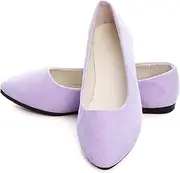 [Dear Time] Women Ladies Shoes Flat Comfortable Slip on Pointed Toe Ballet Flats Women's Shoes US 9 Light Purple