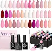 beetles Gel Polish Gel Nail Polish 23Pcs Nail Set Dare to Bare Collection Nude Pink White Neutral Soak off Uv Led Lamp Needed Manicure with 3Pcs Base Matte and Glossy Top All Seasons for Women