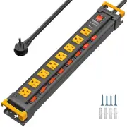 8Outlets Individual Switch Power Strip Surge Protector W/Cord Manager 6FT Cord