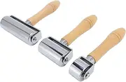 Leather Press Edge Roller, 3Pcs Leather Glue Laminating Roller with Wooden Handle, Seam Roller for Leather, Portable Leather Edge Creaser Leathercraft Rollers for Leather Craft