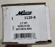 MILTON 1120-8 Micro Filter 1/2" NPT USA AIR metal bowl hose compressor
