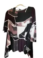 Comfy USA Womens Tunic Top Size Small 3/4 Sleeve Purple/Mauve