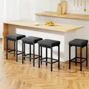 Set of 4 Metal Bar Stools PU Seat Dining Counter Chairs