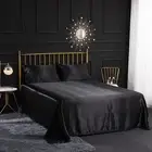 Girls Satin Bed Sheet Set Twin Size Black Silk Like Satin Bed Sheets Ultra So...