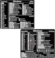 SWITHOM Microsoft Windows + Word/Excel Quick Reference Guide Keyboard Shortcut Stickers, Laptop Keyboard Shortcuts Stickers for Windows, for Any PC Laptop or Desktop SM (Black)
