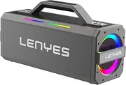 Lenyes S836 300W Karaoke Boombox Speaker with 2 Wireless UHF Mics, 40000mAh Battery, Bluetooth 5.3,TWS Pairing, RGB Lights, Remote, AUX/USB, Portable Handle (Black)