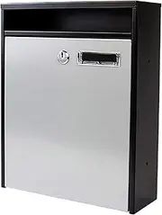 Wall Mounted Mailbox Rectangular Drop Box Creative Lockable Post Box 25.5×9×32cm Parcel Box Outdoor Rainproof Suggestion Box (Color : Silver)