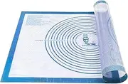 Nonstick Silicone Pastry Mat Extra Large with Measurements 28''by 20'' for Silicone Baking Mat, Counter Mat, Dough Rolling Mat,Fondant/Pie Crust Mat by Folksy Super Kitchen (20×28, Blue)