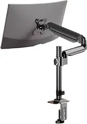 Monitor Arm Gas Single Monitor Arm, Adjustable Single Monitor Desk Mount Fits Max 35 Inch, 22.0 lbs, Gas Spring Alloy Monitor Mount Arm with Clamp and Grommet Base Monitor Desk Mount