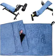 ZYXBBD Fitness Towel, Sports Towel, Gym, 120 x 50 cm, Non-Slip Gym Towel with Fixation and Zip Pocket, Microfibre Towel XL