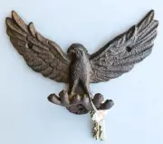 Pack Of 2 Cast Iron Rustic American Bald Eagle Multi Peg Coat Keys Wall Hooks