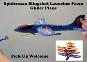 Spiderman Slingshot Launcher Foam Glider Plane Kids Toy Aircraft Model