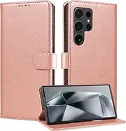 Boyobacase Wallet Case for Samsung Galaxy S23 Ultra 5G,for Galaxy S23 Ultra 5G Case,PU Leather Flip Cover RFID Blocking Phone Cover with 3 Card Slots [Stand Feature] [Side Magnetic Closure]-Pink