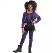 Zombie Punk Halloween Costume Girls Child Small 2 piece pink purple black