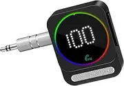 AMIR Bluetooth 5.3 Transmitter and Receiver for Car, 3.5mm Aux Bluetooth Adapter with Dual Device Connection, Hands-Free Calls, 20H Battery Life Compatible for Speaker Home Stereo TV Headphones