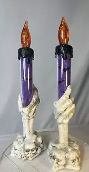 Halloween Candle Creepy Skeleton set x 2 LED Light Battery Light Lamp NBC