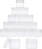 PH PandaHall 18pcs Round Pot Jars, 1.76 Oz(50ml) Clear Plastic Storage Jars Cosmetic Container Jars Tiny Sample Jars Wide-mouth Containers with Lids for Liquid Creams Lip Balm Make Up Travel